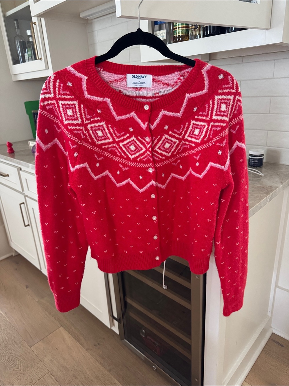 Old Navy Red Fair Isle Button-Front Cardigan